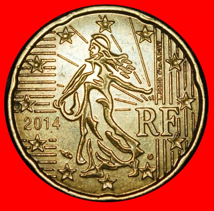 Ⰿ NORDIC GOLD (2007-2026): FRANCE ★ 20 EURO CENTS 2014 ERROR!★LOW START ★ NO RESERVE!