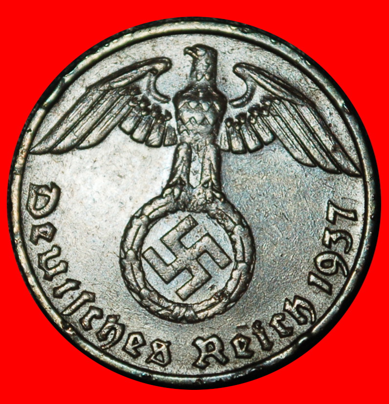  Ⰿ SWASTIKA 1936-1940: GERMANY ★ 1 REICHSPFENNIG 1937D! III REICH (1933-1945)★LOW START ★ NO RESERVE!   