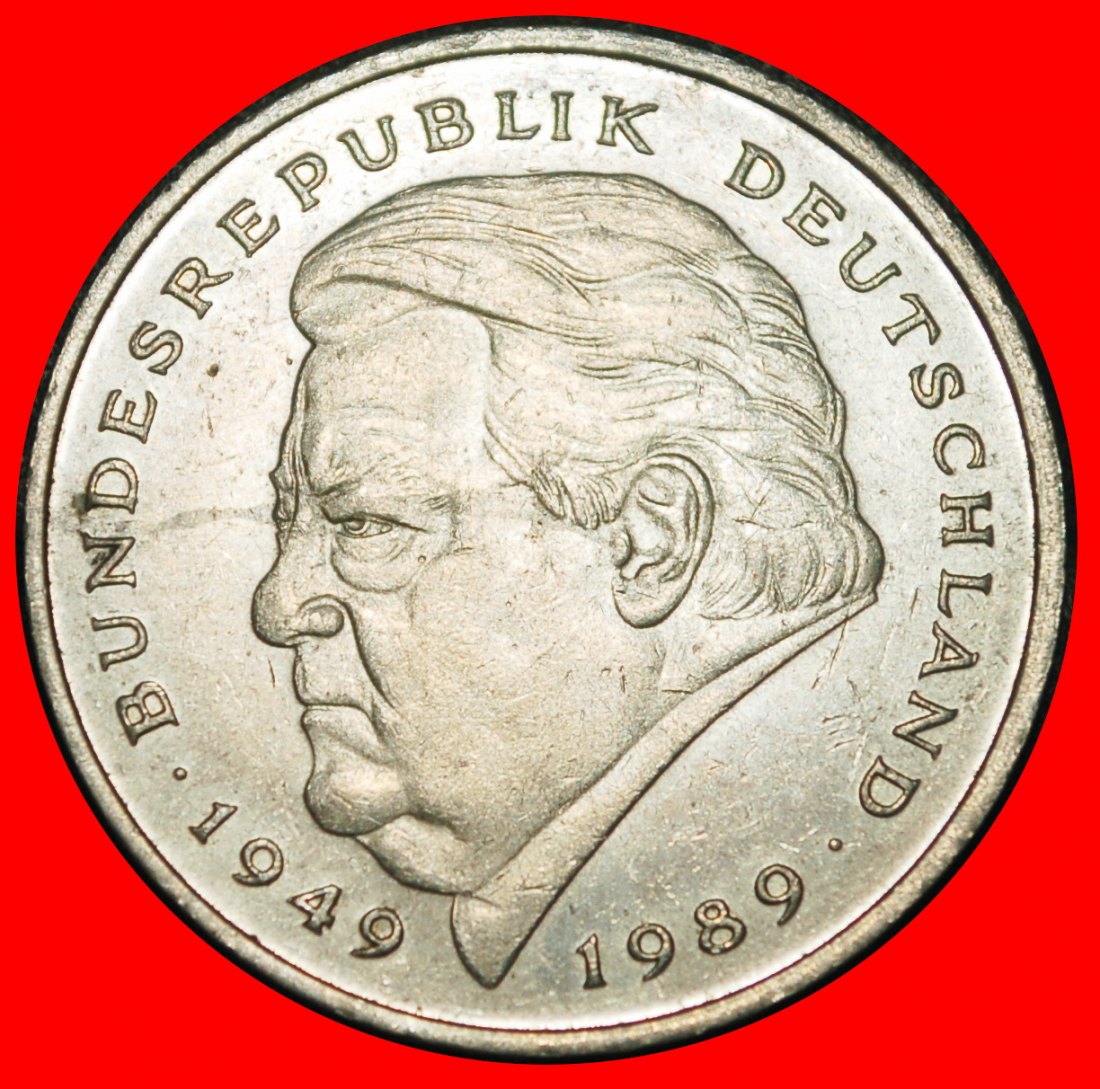 Ⰿ NICHT MUSIK STRAUSS 1949-1989: DEUTSCHLAND ★ 2 MARK 1994F B r2! BADEN-WÜRTTEMBERG!★OHNE VORBEHALT!