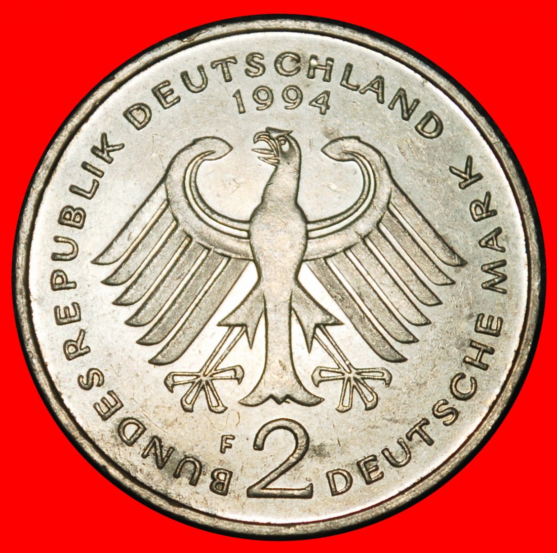  Ⰿ NICHT MUSIK STRAUSS 1949-1989: DEUTSCHLAND ★ 2 MARK 1994F B r2! BADEN-WÜRTTEMBERG!★OHNE VORBEHALT!   
