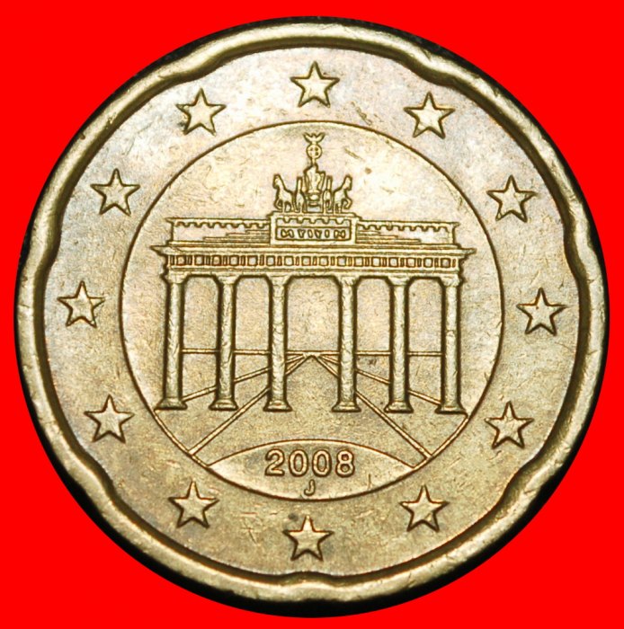 Ⰿ NORDIC GOLD (2008-2025): GERMANY★ 20 EURO CENTS 2008J HAMBURG SPANISH ROSE★LOW START ★ NO RESERVE!
