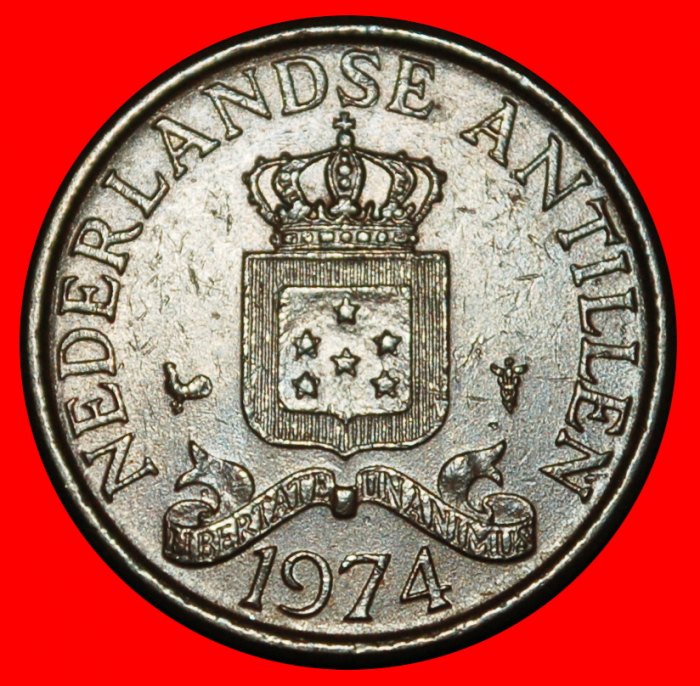  Ⰿ NIEDERLANDE MIT ARUBA (1970-1978): ANTILLEN ★1 CENT 1974 HAHN! JULIANA (1948-1980)★OHNE VORBEHALT!   