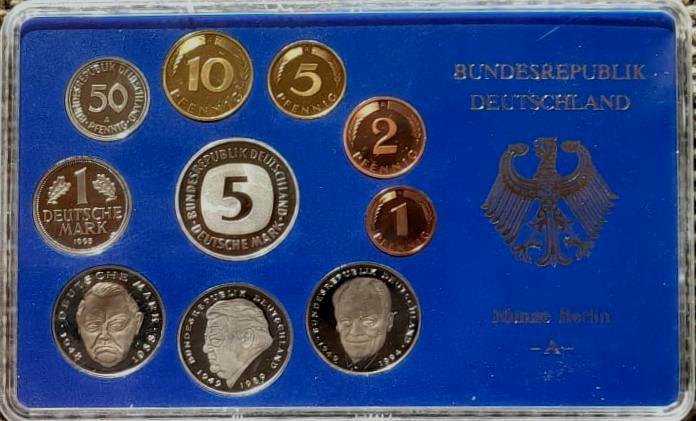  1995 A * Kursmünzensatz 1 bis 50 Pf und 1 bis 5 DM Polierte Platte PP, proof   