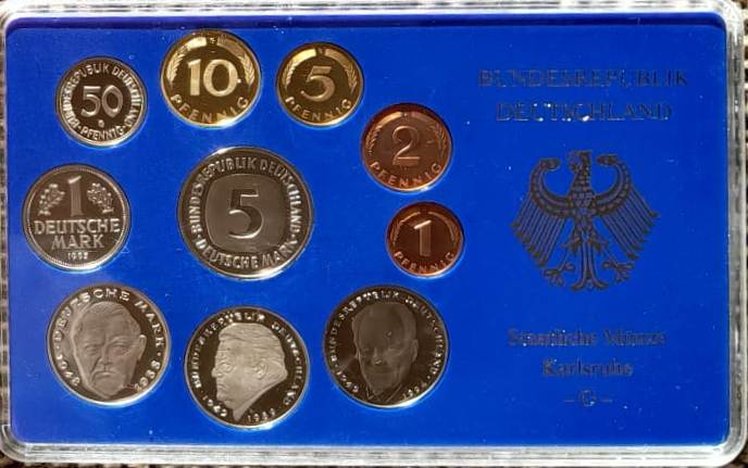  1995 GA * Kursmünzensatz 1 bis 50 Pf und 1 bis 5 DM Polierte Platte PP, proof selten   