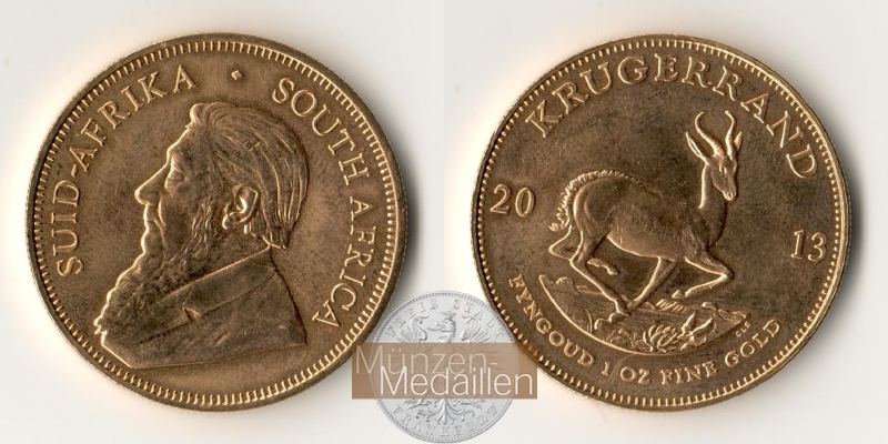 Süd Afrika MM-Frankfurt Feingewicht: 31,1g 1oz Krügerrand 2013 