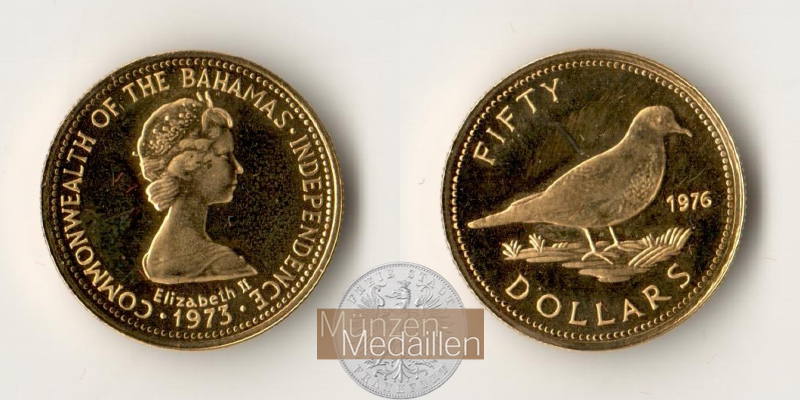 Bahamas MM-Frankfurt  Feingewicht: 2,5g 50 Dollar 1976 