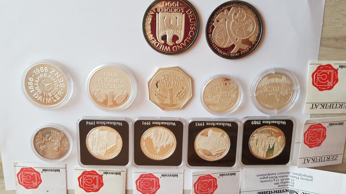 Silbermedaillen 12 Stück 210 g Feinsilber