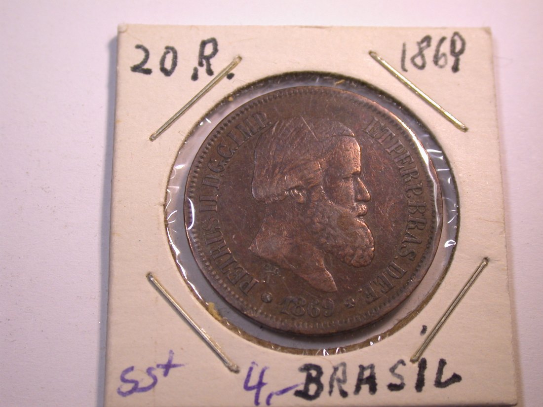 J29 Brasilien 20 Reis 1868 in ss+ Originalbilder