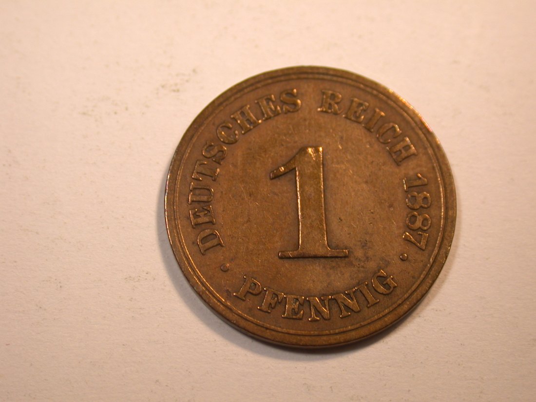 J29 KR 1 Pfennig 1887 A in s-ss Originalbilder