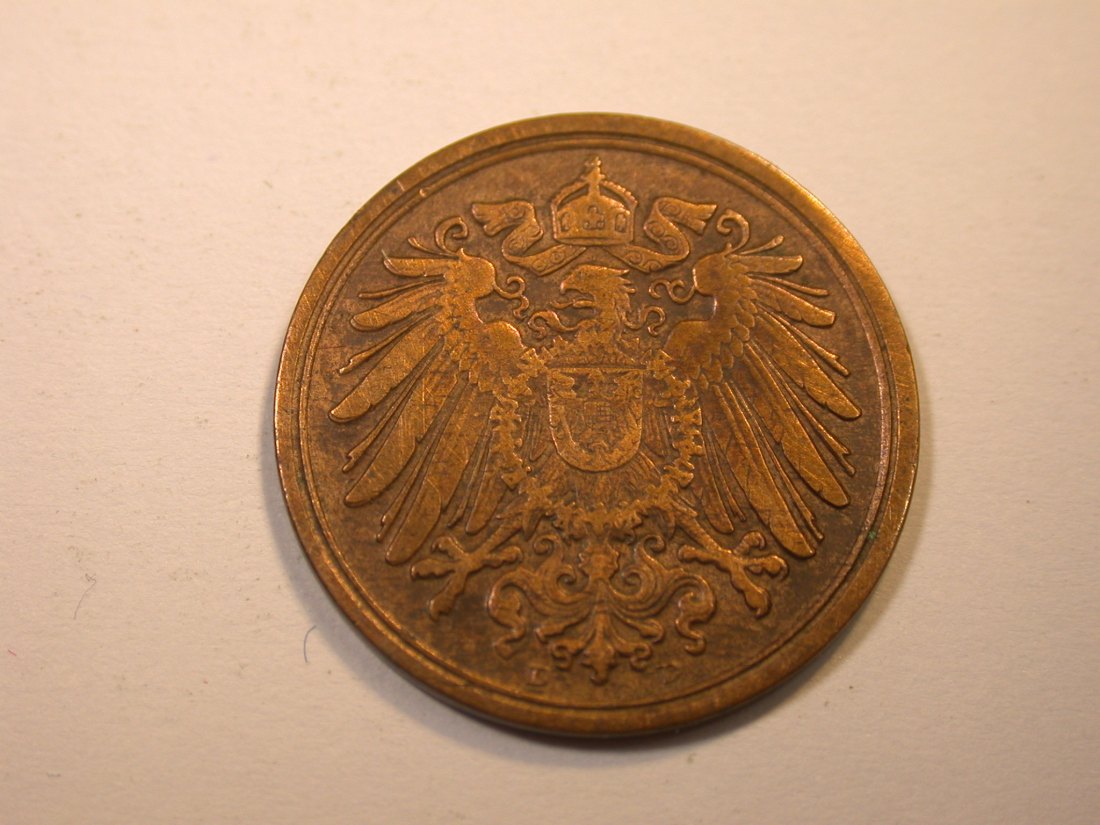  J29  KR  1 Pfennig 1894 D in ss/ss+ Originalbilder   
