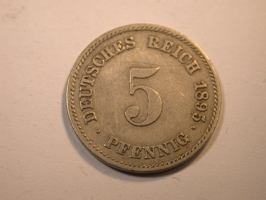 J29 KR 5 Pfennig 1895 E in s-ss Originalbilder