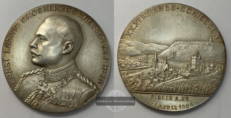  Deutschland,Ernst Ludwig Bingen a.RH. 1904 Verbandschiessen Medaille FM-Frankfurt   