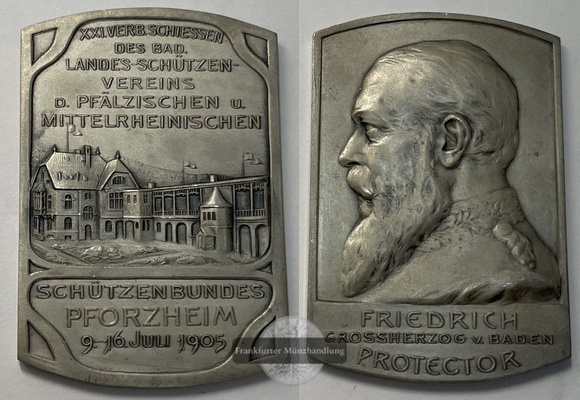  Deutschland Pforzheim 1905 Silbermedaille Schützenverein FM-Frankfurt   