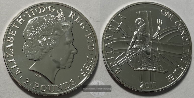  UK 2 Pounds 2011 Britannia (Union Jack) FM-Frankfurt KM#1230 Feinsilber: 31,1g   