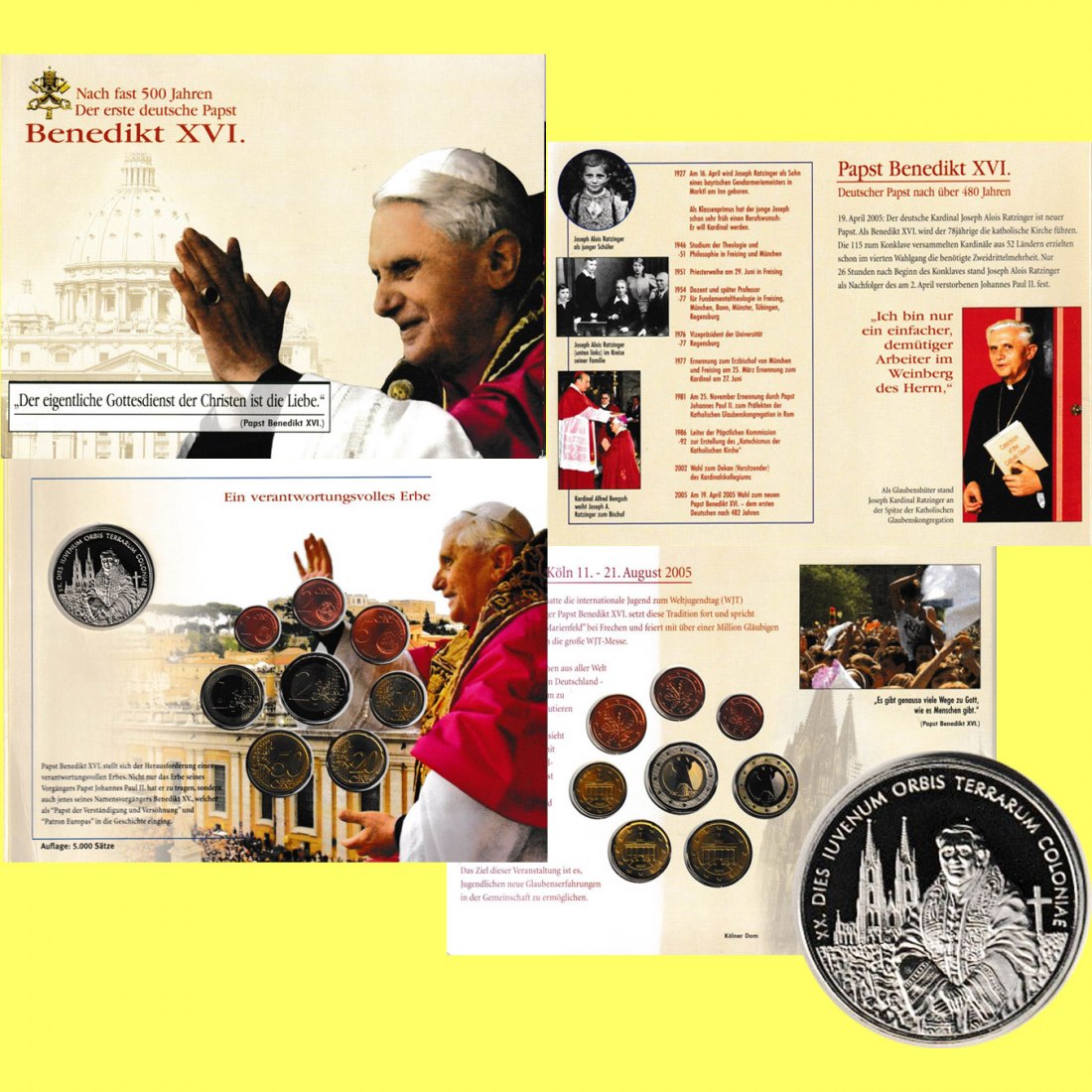  S-KMS BRD *Papst Benedikt XVI. - XX. Weltjugendtag in Köln* 2005 nur 5.000St!   