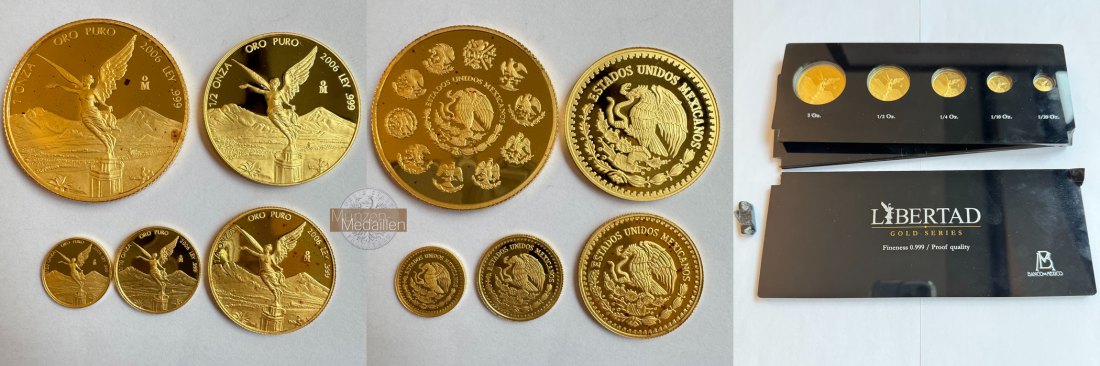 Mexiko MM-Frankfurt Feingewicht: 59,09g Gold 'Libertad' - Proof Set 2006 