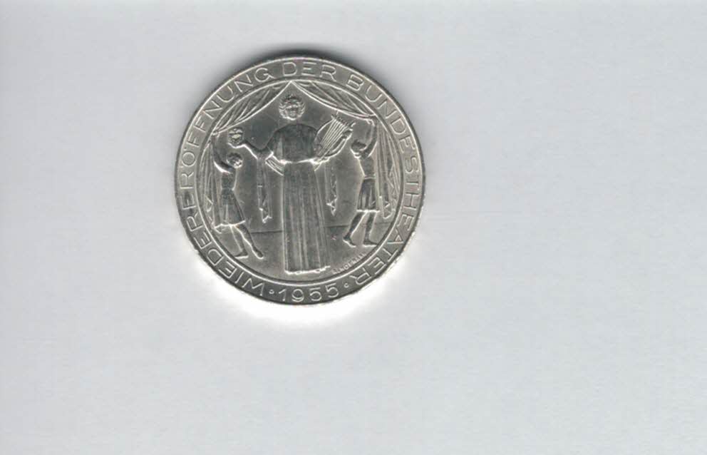  25 Schilling 1955 Bundestheater silber 10,4g fein Gedenkmünze Österreich Spittalgold9800 (04588/1)   