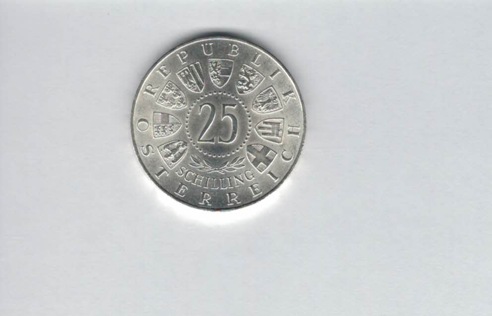  25 Schilling 1957 800 Jahre Mariazell 10,4g fein Ag Gedenkmünze Österreich Spittalgold9800 (04588/3)   