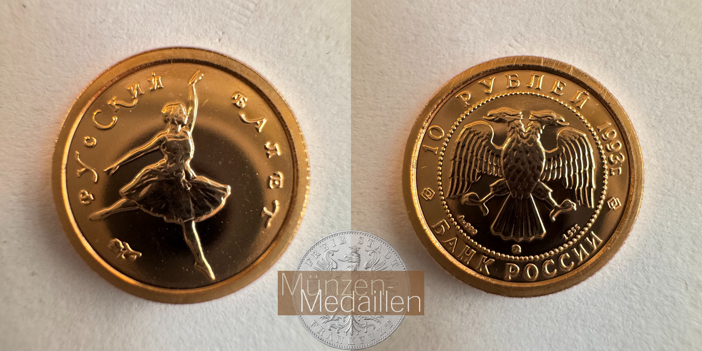  10 Roubles (Russian Ballet; gold .900) 1993 MM-Frankfurt Feingold: 1,557g   