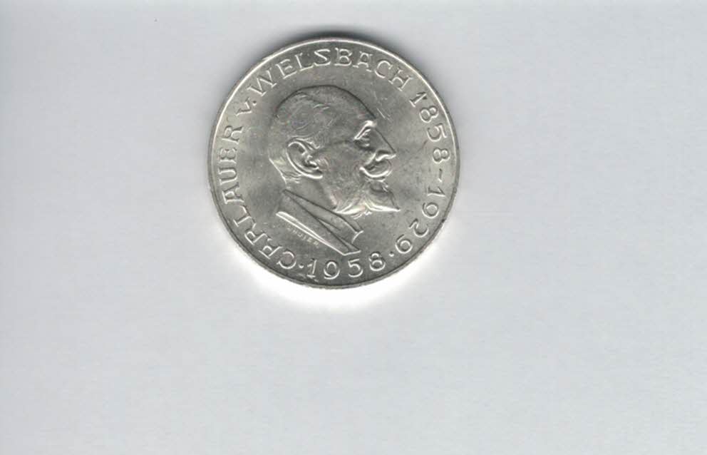 25 Schilling 1958 Carl Auer von Welsbach silber 10,4g fein Österreich Spittalgold9800 (4588/4)   
