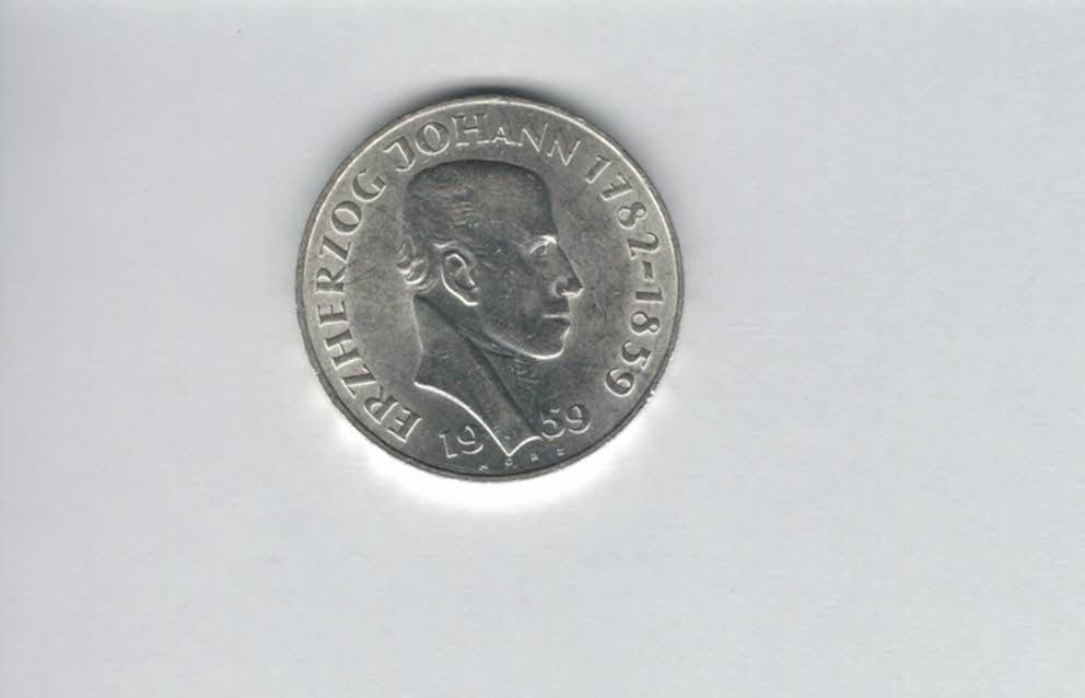  25 Schilling 1959 Erzherzog Johannes silber 10,4g fein Österreich Spittalgold9800 (4588/5)   