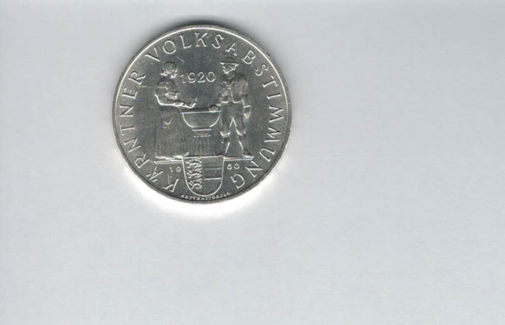  25 Schilling 1960 Kärntner Volksabstimmung 1920 Ag 10,4g fein Österreich Spittalgold9800 (04588/6)   