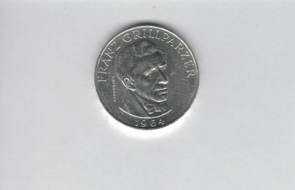  25 Schilling 1964 Franz Grillparzer silber Gedenkmünze Österreich Spittalgold9800 (04588/10)   