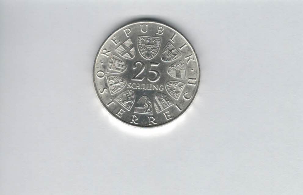  25 Schilling 1964 Franz Grillparzer silber Gedenkmünze Österreich Spittalgold9800 (04588/10)   