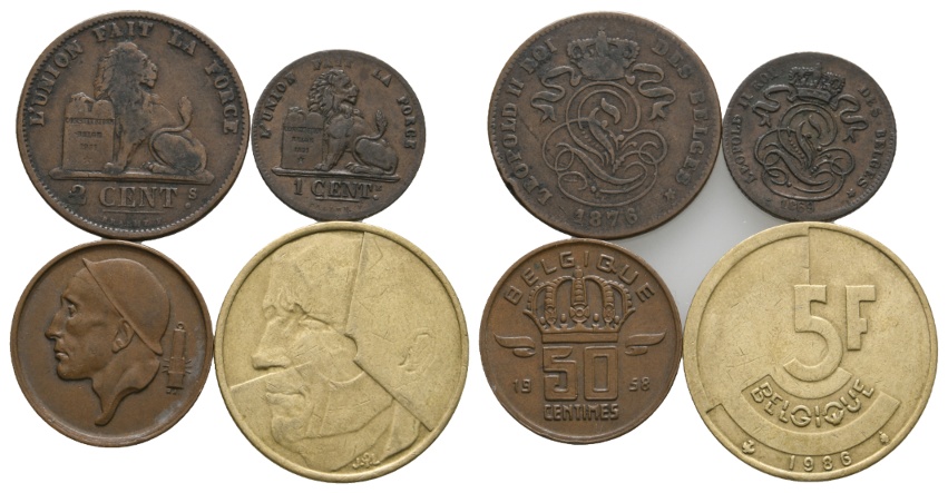  Ausland; Belgien; Lot Kleinmünzen ( 4 Stück )   