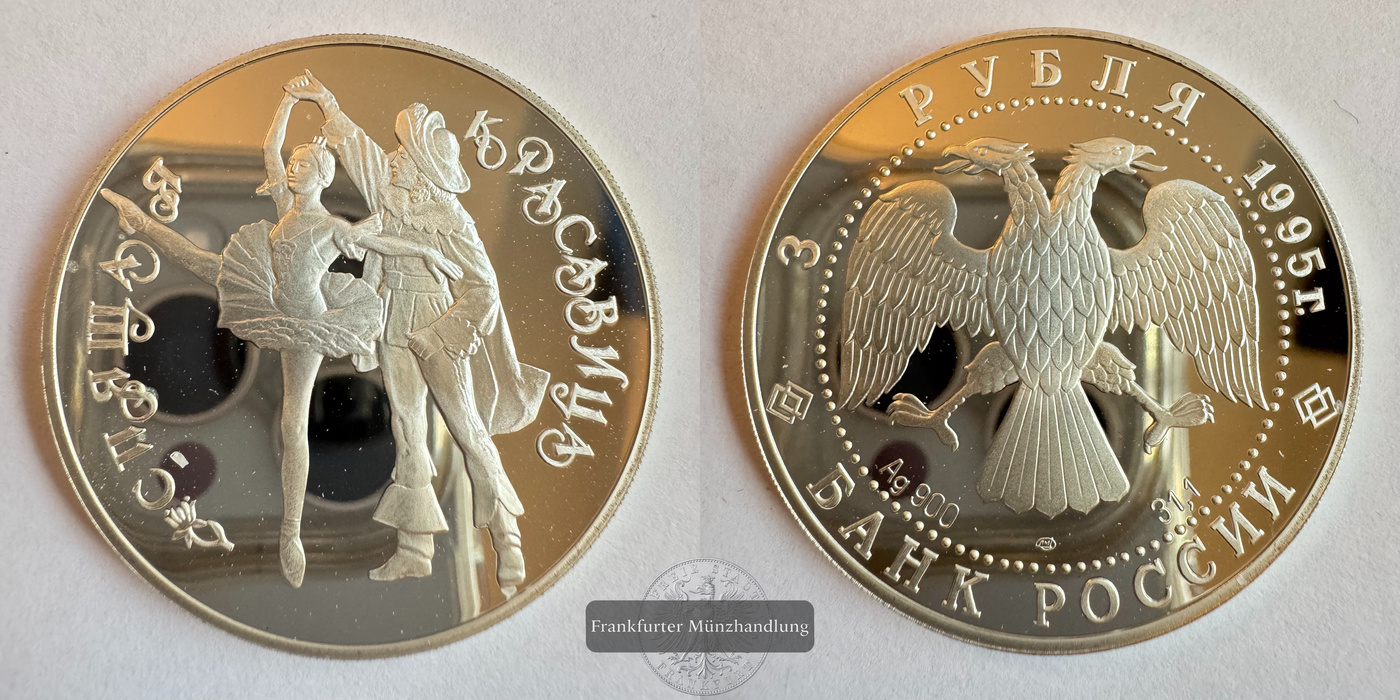  Russland 3 Roubles (Sleeping Beauty) 1995 FM-Frankfurt Y#394 Feinsilber: 31,1g   