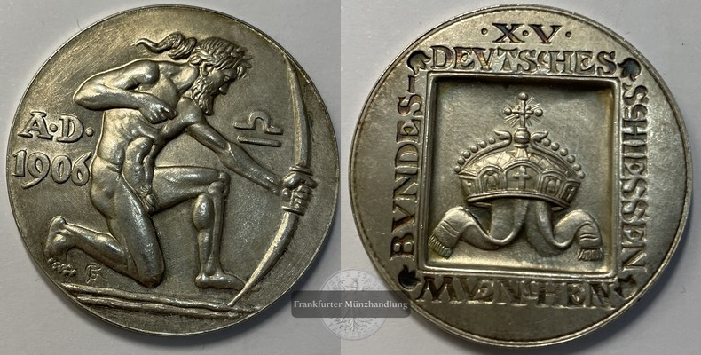  Deutschland, München 1906 Bundesschiessen Medaille FM-Frankfurt   