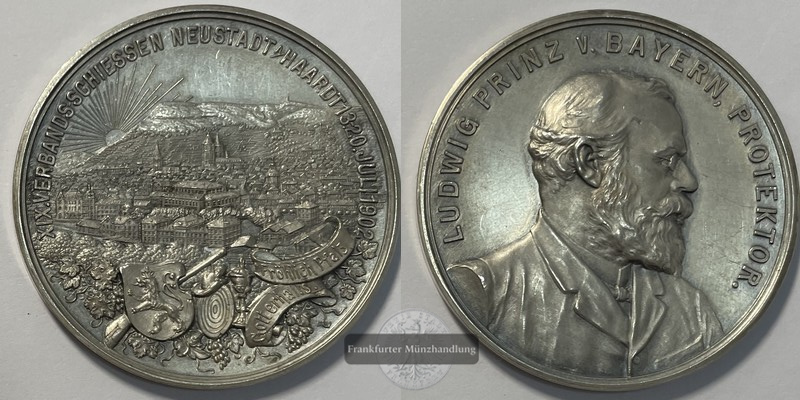  Deutschland,Ludwig v. Bayern Neustadt am Haardt(1913-18) 1902 Verbandschiessen Medaille FM-Frankfurt   