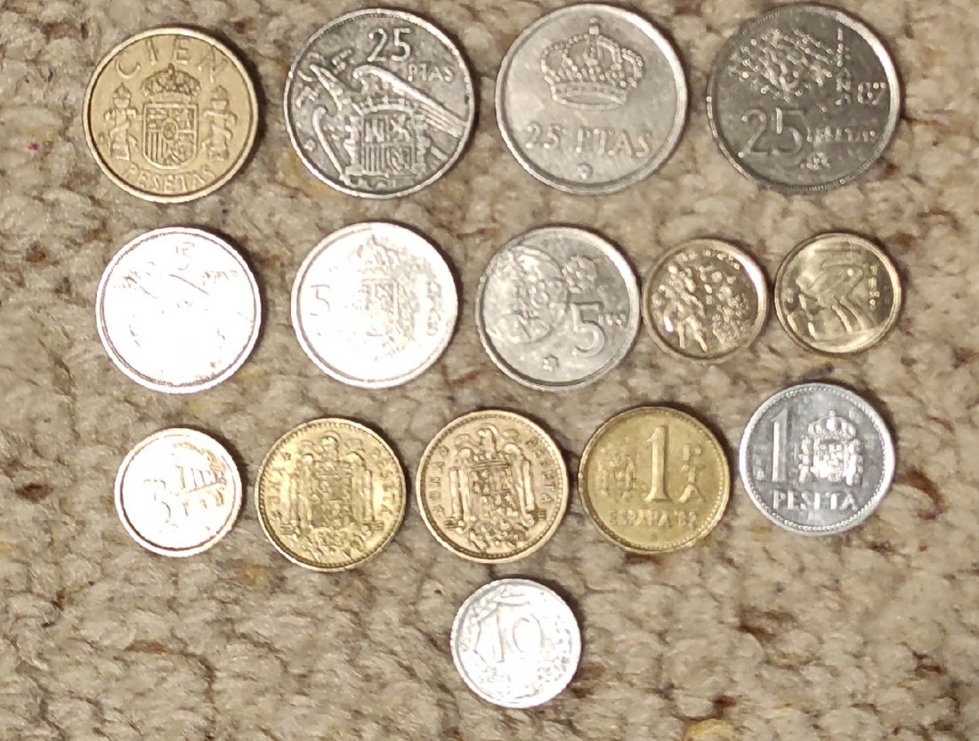  Set 7: 15 verschiedene Münzen aus Spanien   