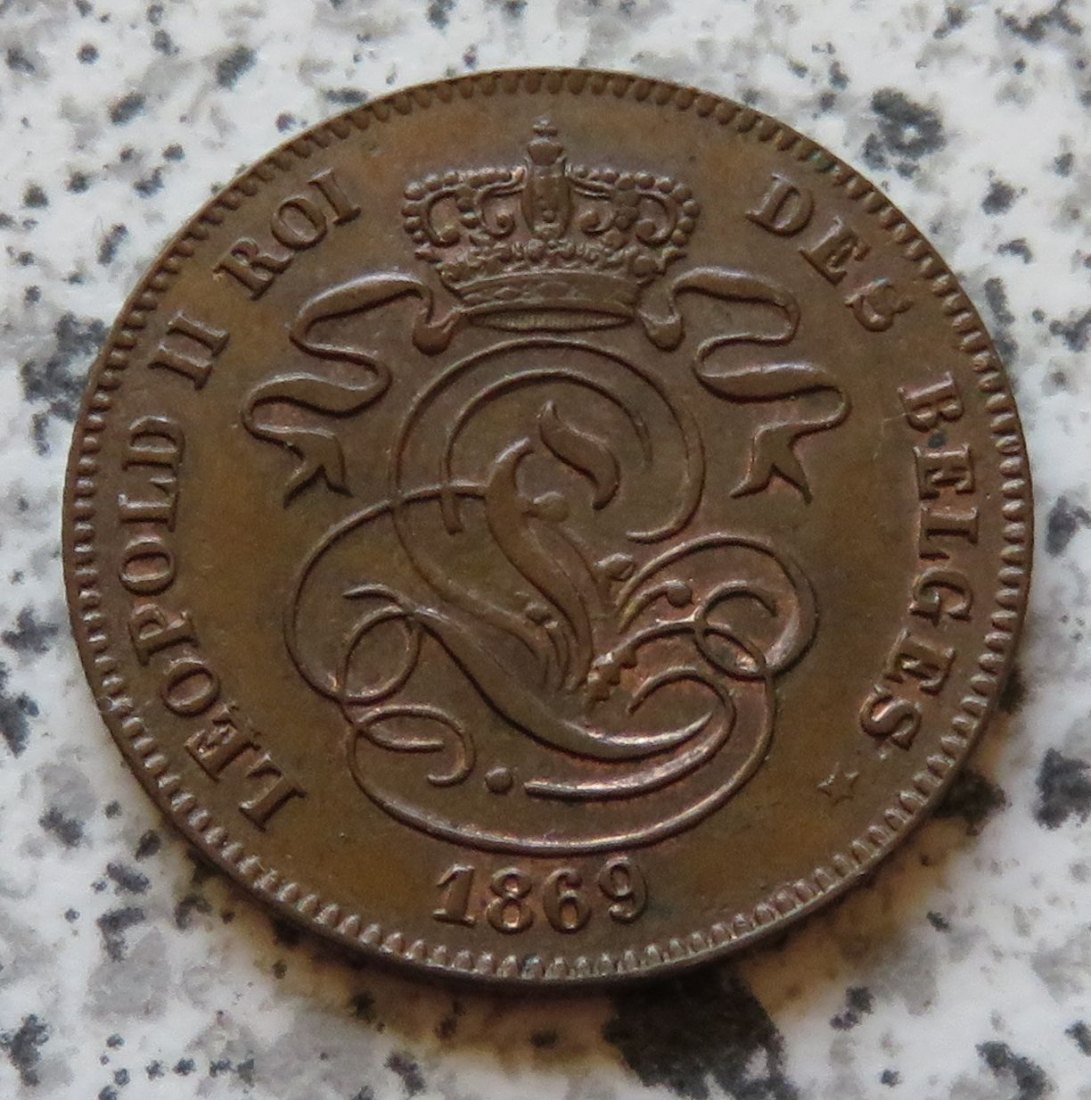  Belgien 2 Centimes 1869, besser   
