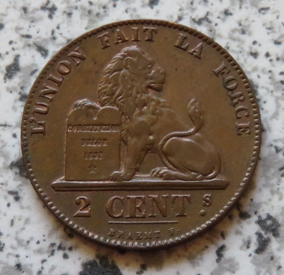  Belgien 2 Centimes 1869, besser   