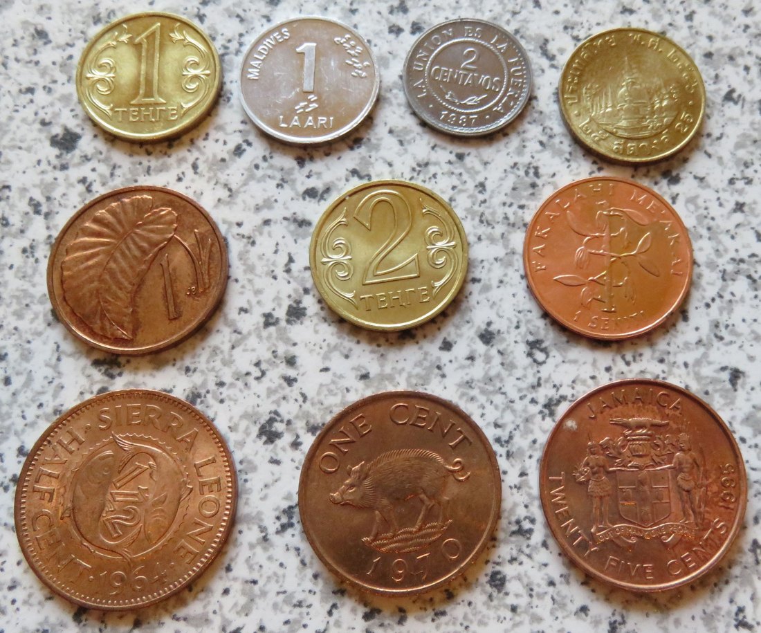  10 Kleinmünzen, international   