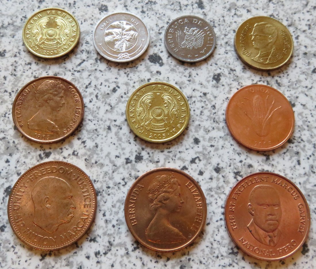  10 Kleinmünzen, international   