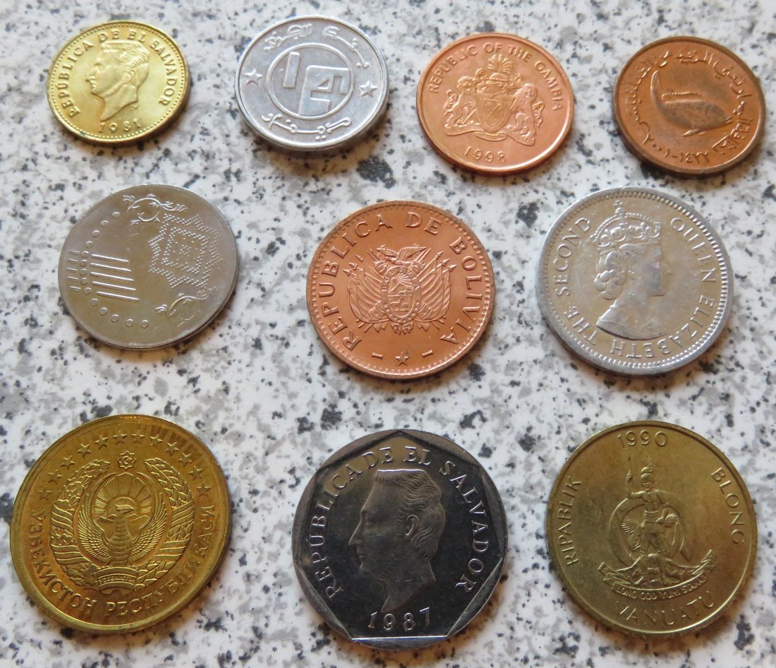  10 Kleinmünzen, international   