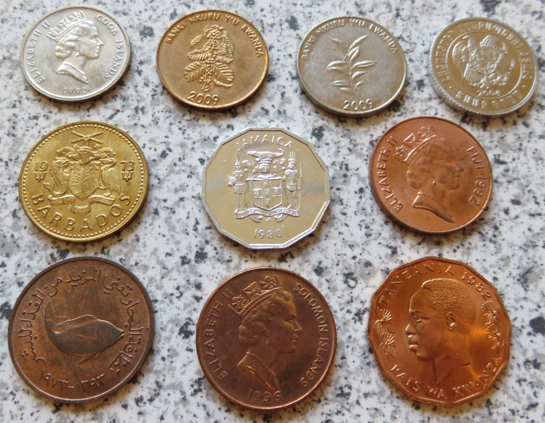  10 Kleinmünzen, international   