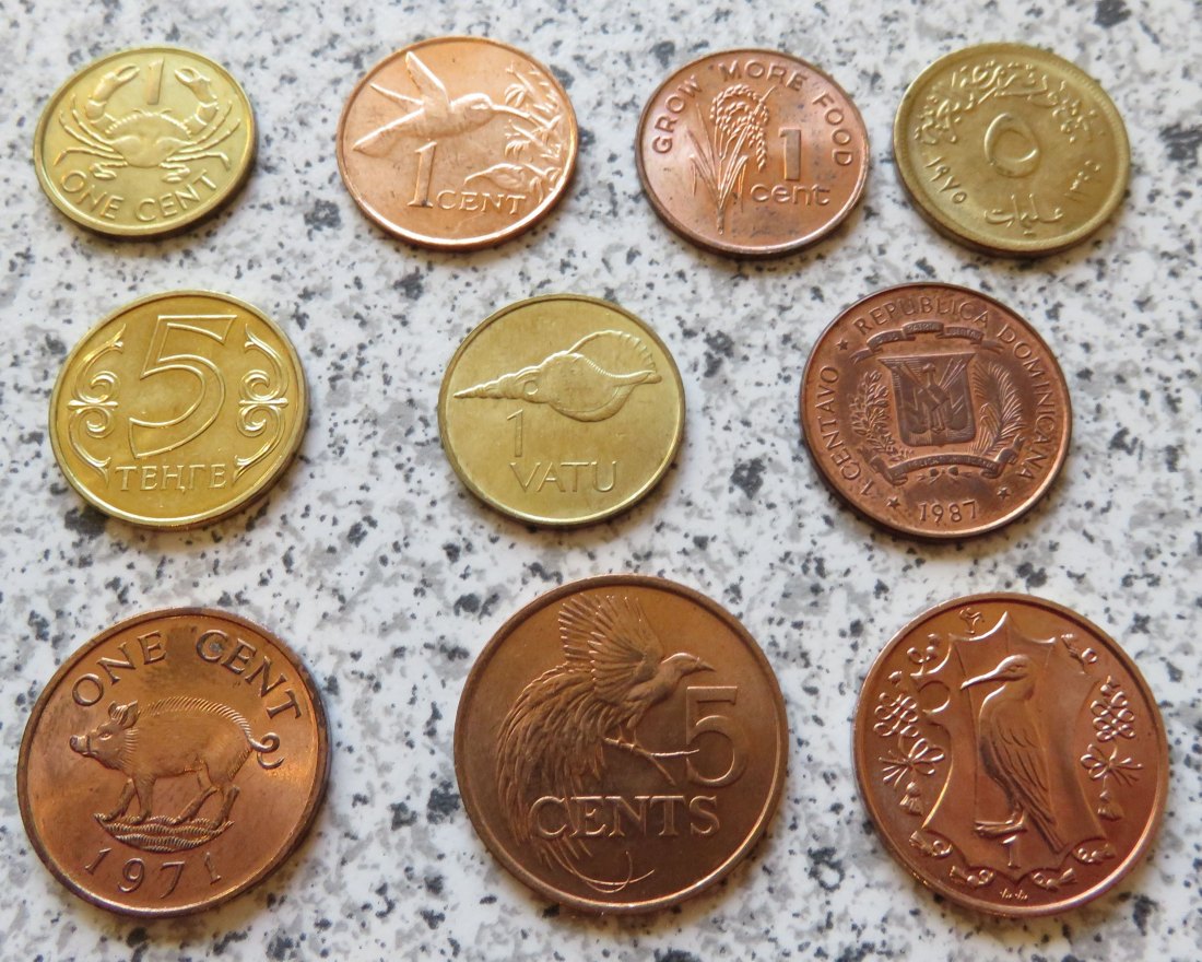  10 Kleinmünzen, international   