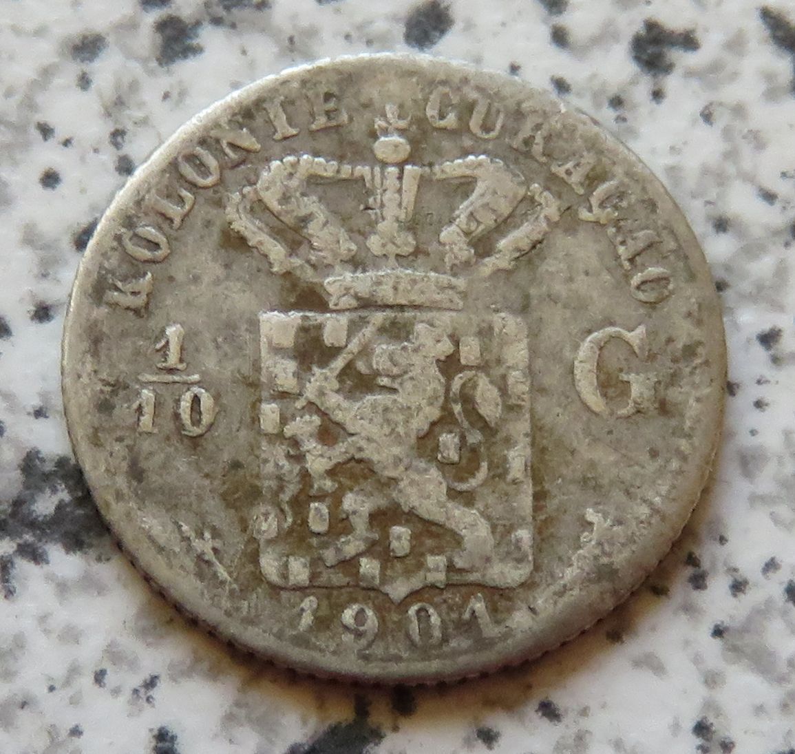  Curacao 1/10 Gulden 1901, selten, Belegstück   