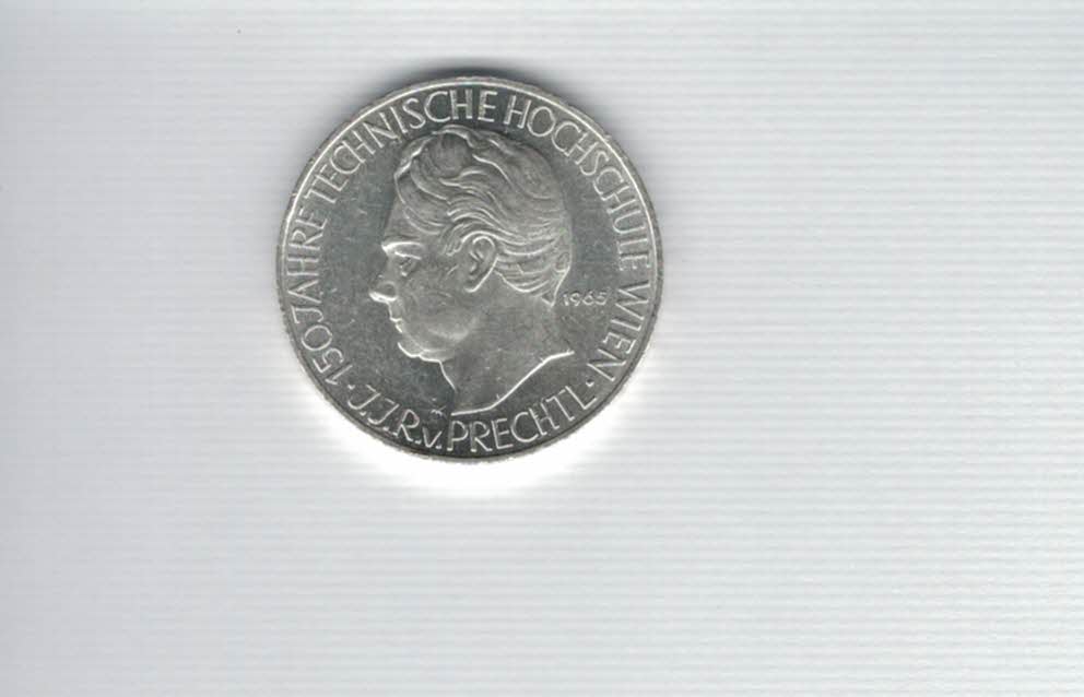  25 Schilling 1965 150 Technische Hochschule Wien Ag 10,4g fein Österreich Spittalgold9800 4588/11   