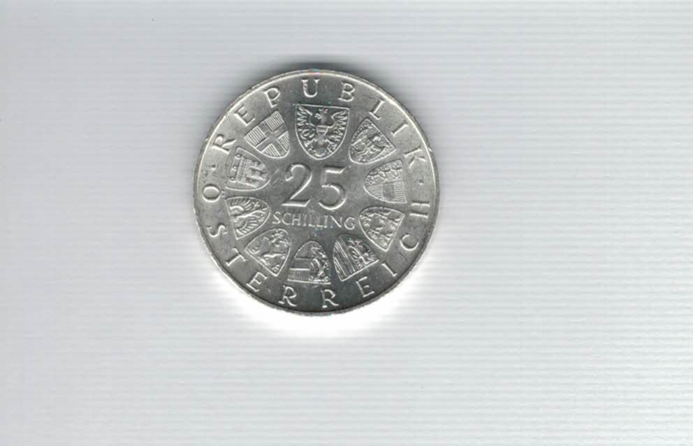  25 Schilling 1965 150 Technische Hochschule Wien Ag 10,4g fein Österreich Spittalgold9800 4588/11   