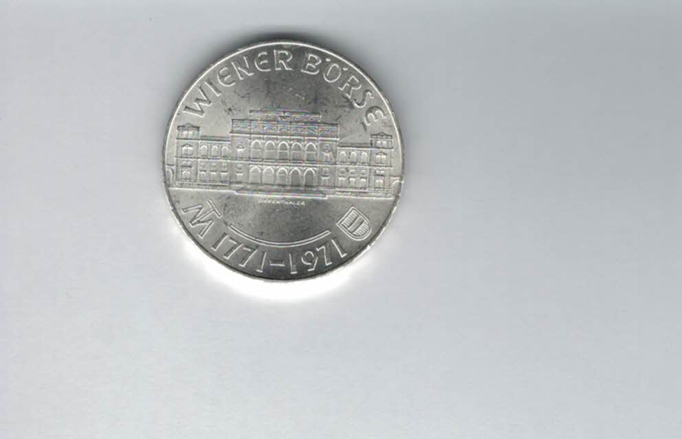  25 Schilling 1971 Wiener Börse 200 Jahre silber 10,4 g fein Österreich Spittalgold9800 (04588/17)   