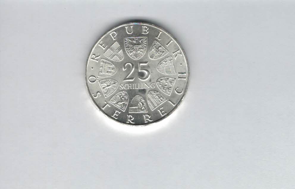  25 Schilling 1971 Wiener Börse 200 Jahre silber 10,4 g fein Österreich Spittalgold9800 (04588/17)   