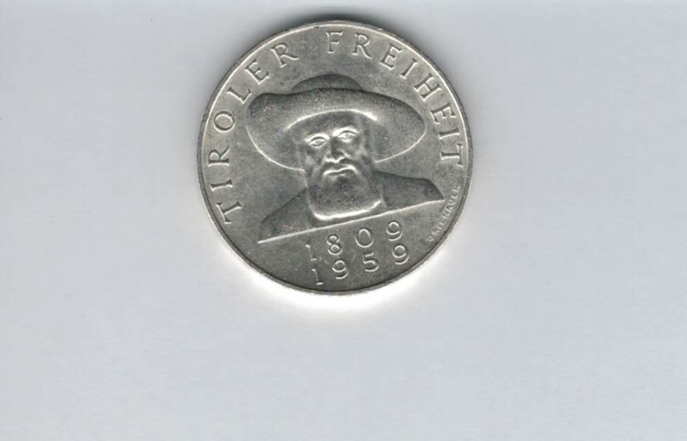 50 Schilling 1959 Andreas Hofer Tiroler Freiheit silber 18g fein Österreich Spittalgold9800 (4584/1)   
