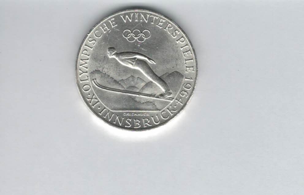  50 Schilling 1964 Winterolympiade Innsbruck silber 18g fein Österreich Spittalgold9800 (4584/3)   