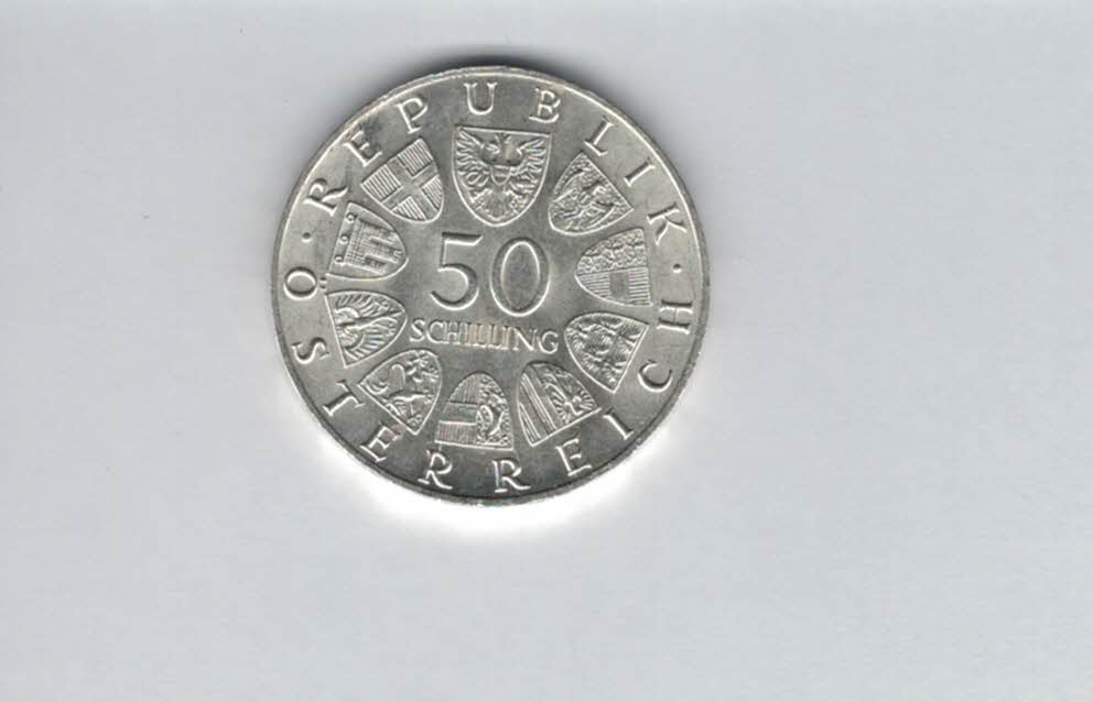  50 Schilling 1965 Universität Wien 600 J.Rudolf Stifter 18g fein Österreich Spittalgold9800 (4584/4)   