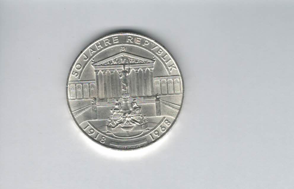  50 Schilling 1968 50 Jahre Republik silber 18g fein Österreich Spittalgold9800 (4584/7)   