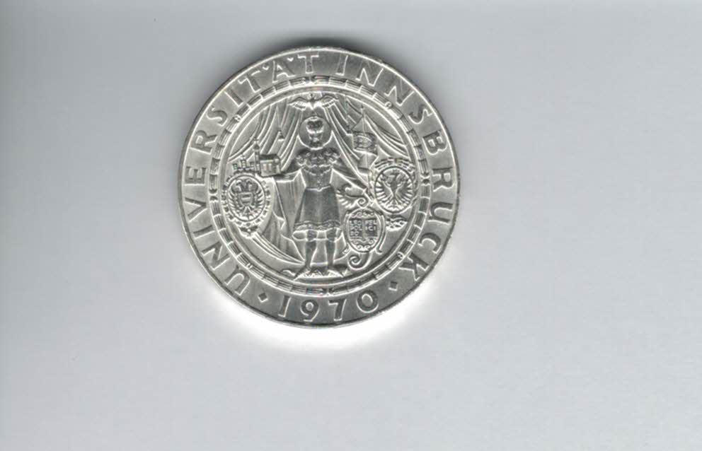  50 Schilling 1970 300 Jahre Universität Innsbruck 18g fein silbe Österreich Spittalgold9800 (4584/9)   